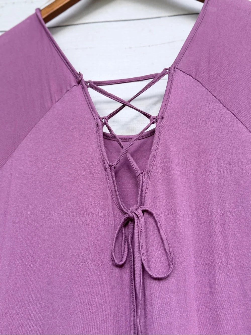 Kori America Mauve Purple Tiered T-Shirt Babydoll Dress - Medium